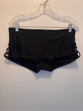Salt + Cove Black Strappy Swim Shorts